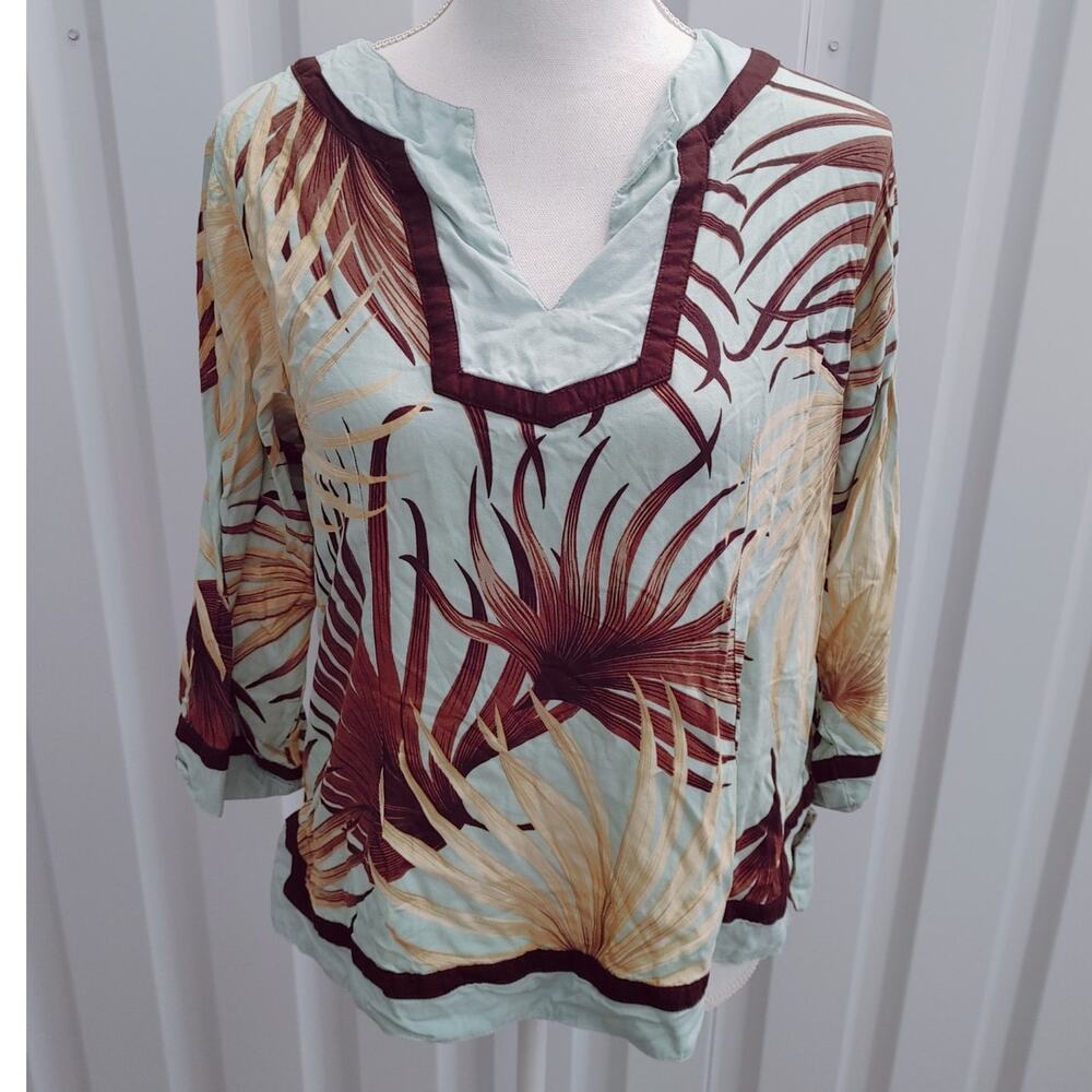 Paradiso Blouse Pullover Abstract Leaves Fern XL